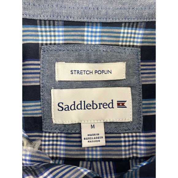 Saddlebreed Mens Shirt Size Medium Blue Plaid Button Up Long Sleeve - Picture 4 of 10